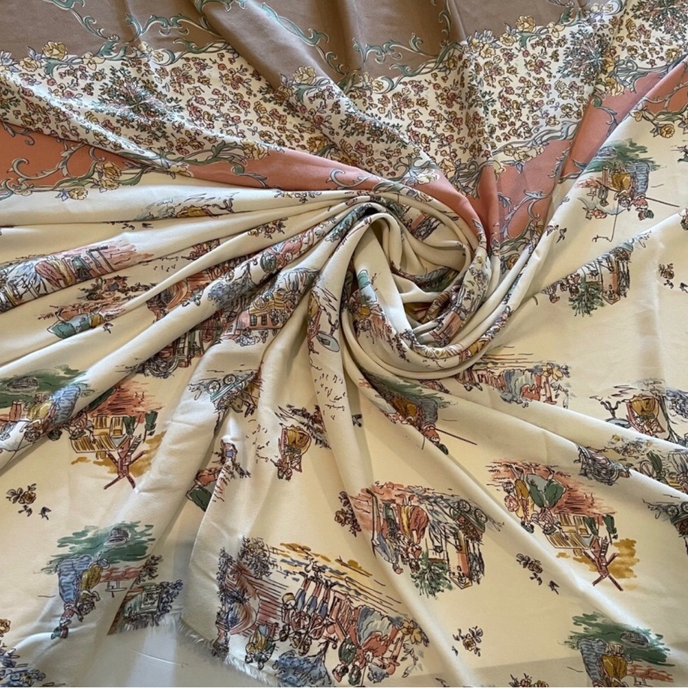 Floral and Scenic Print Multicolor Parisian Poly Print Fabric